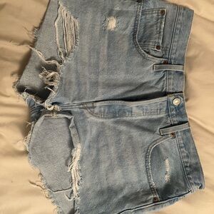 Levi's Light Blue Frayed Denim Shorts